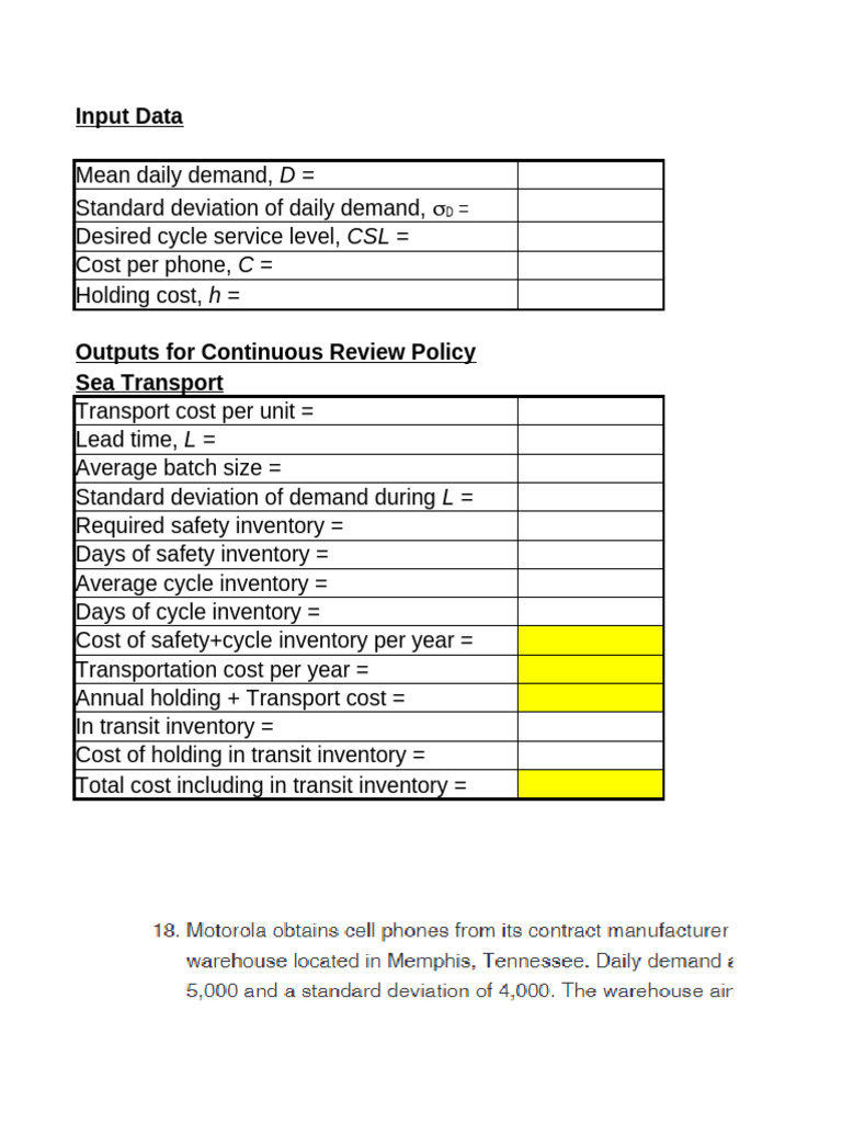 Transport Cost Analysis for Inventory Management | PDF