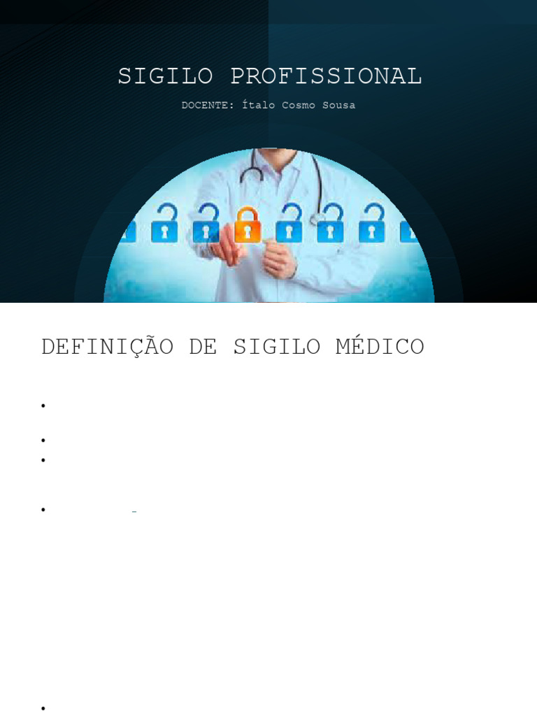 Sigilo Profissional na Saúde Médica | PDF
