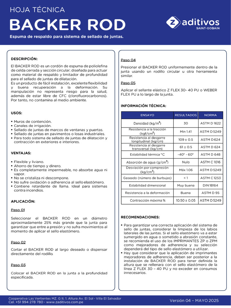 HT - Backer Rod - v04 | PDF