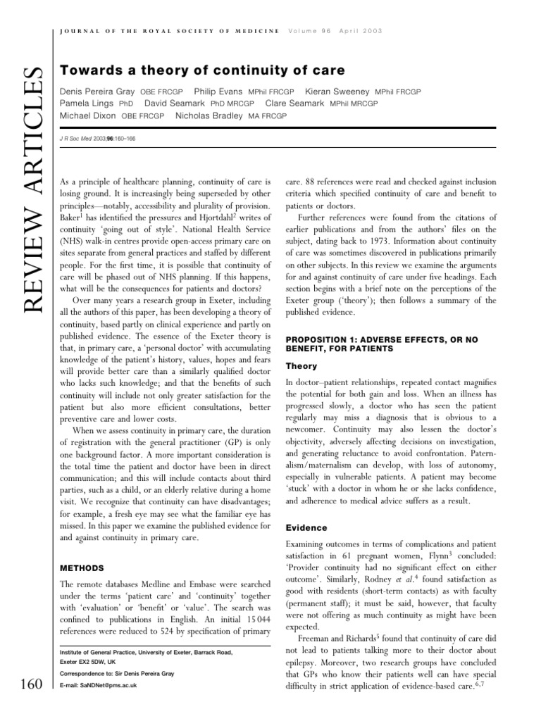 Continuity of Care in Primary Healthcare | PDF | Emergency Department ...