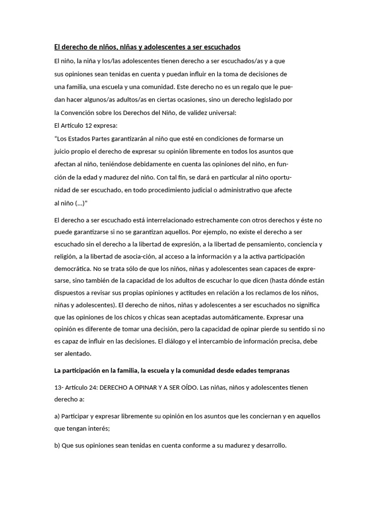 Derecho de Niños a Ser Escuchados | PDF | Democracia | Ideologías políticas