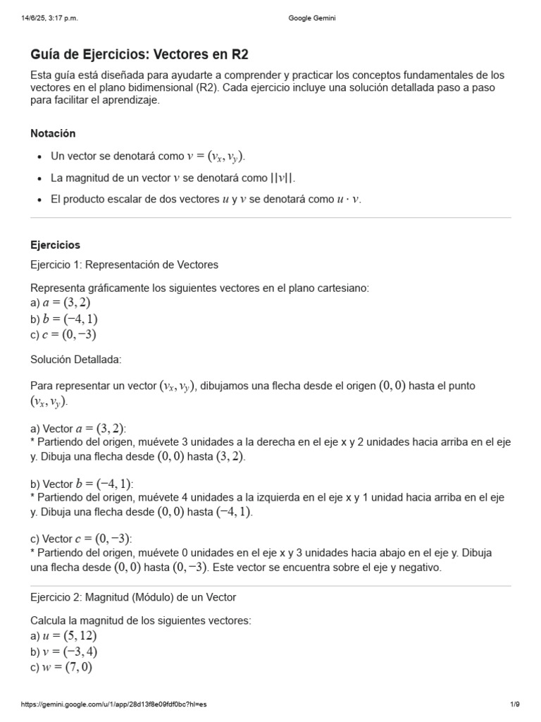 Ejercicios de Vectores en R2 | PDF | Vector Euclidiano | Sistema de ...