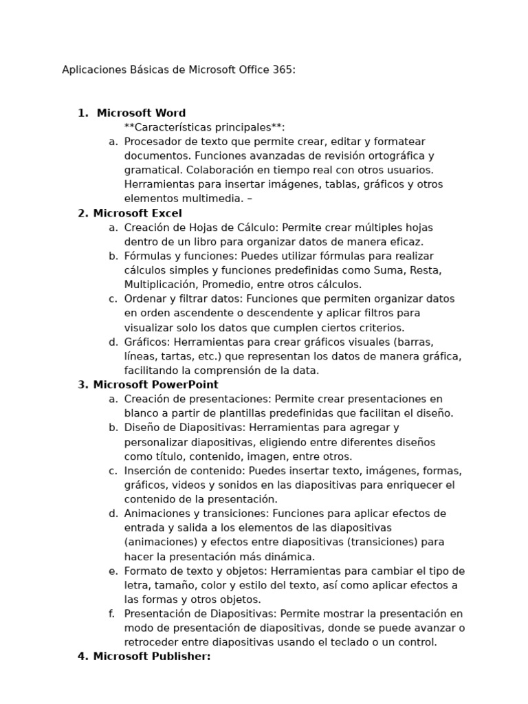Aplicaciones de Microsoft Office 365 | PDF | Microsoft Office | Microsoft