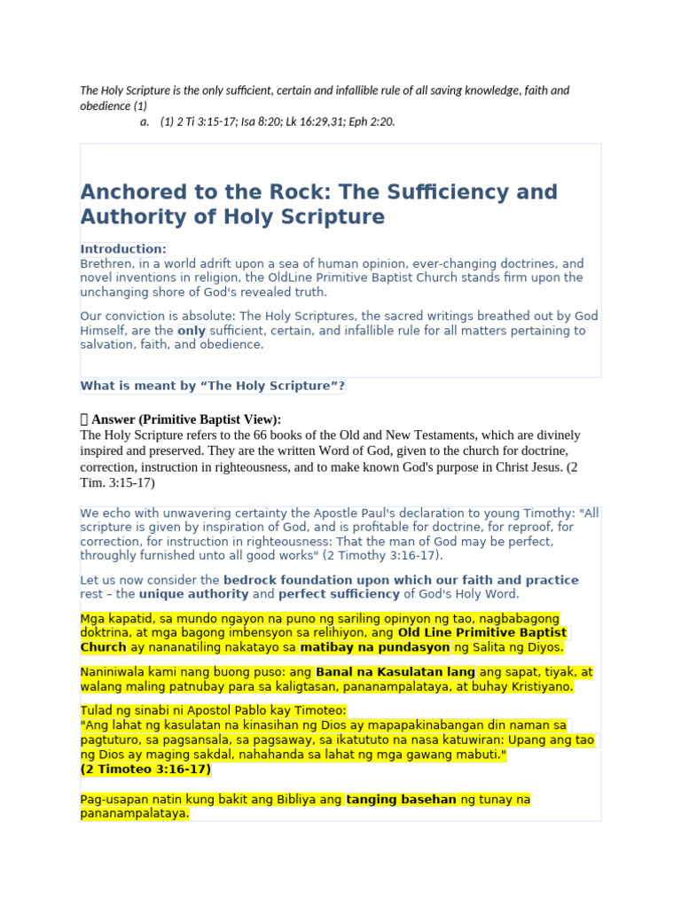 Authority and Sufficiency of Scripture | PDF | Revelation | Sola Scriptura