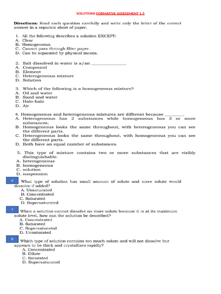 Solutions Formative Assessment 1 | PDF