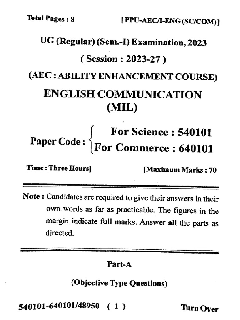 AEC English Communication For B.SC & B.com Sem 1 | PDF