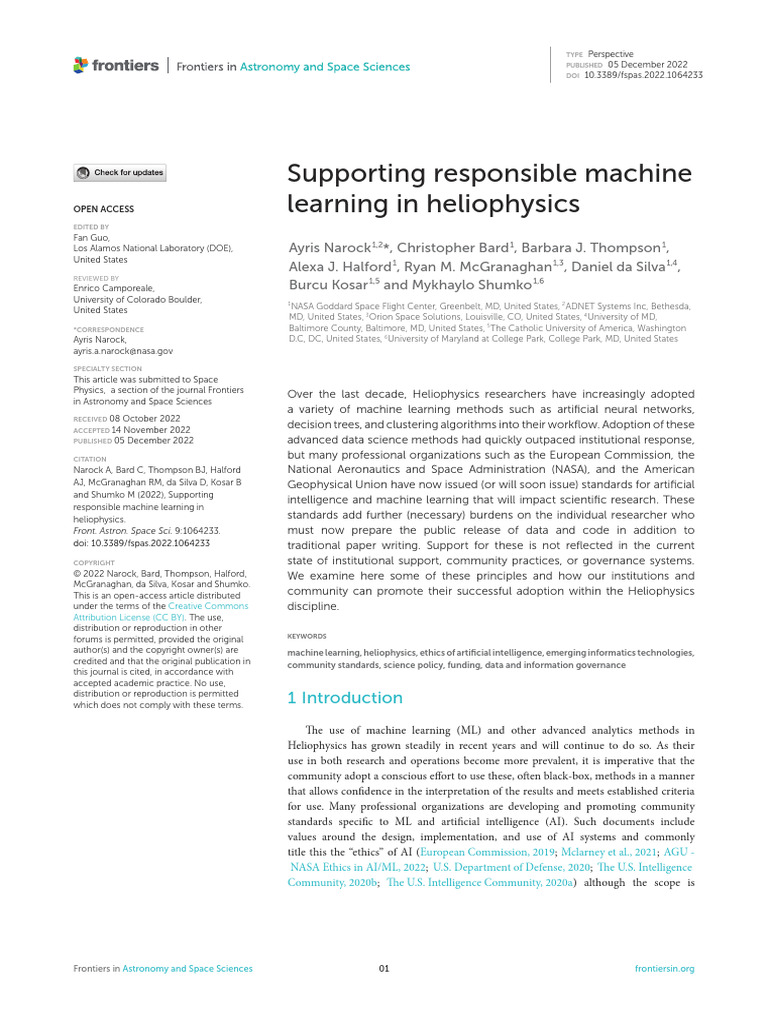 Responsible Machine Learning in Heliophysics | PDF | Artificial ...