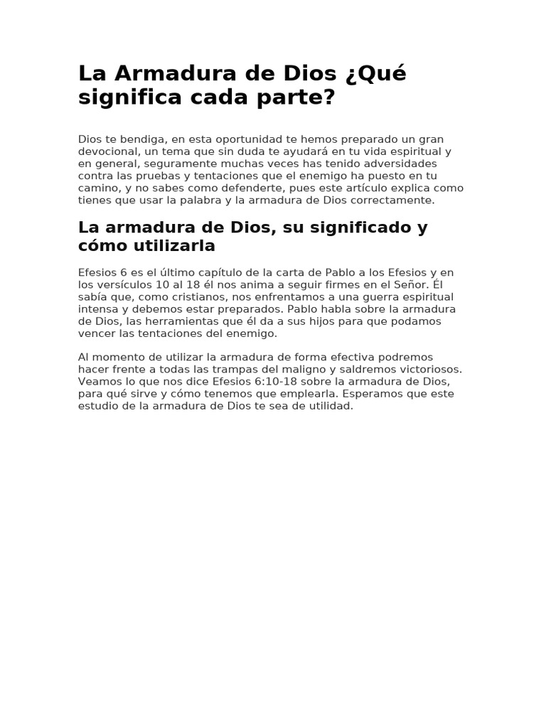La Armadura de Dios en Efesios 6 | PDF | Cristo (título) | Creencia ...