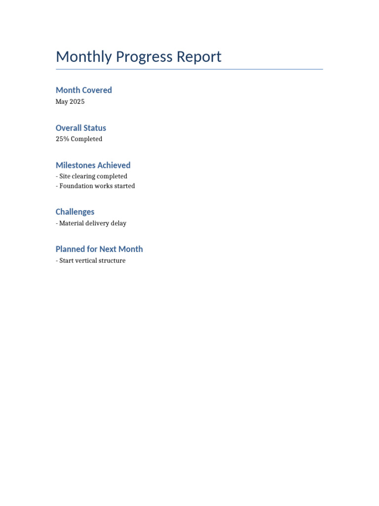 May 2025 Construction Progress Report | PDF