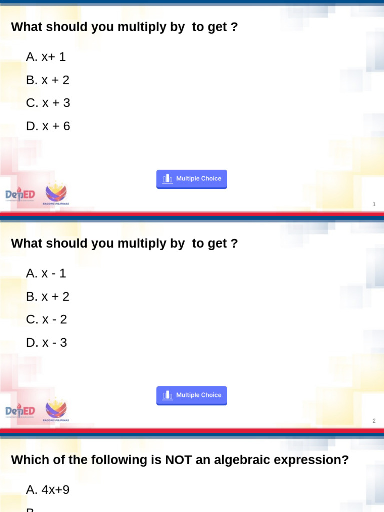 Algebraic Expressions and Multiplication | PDF