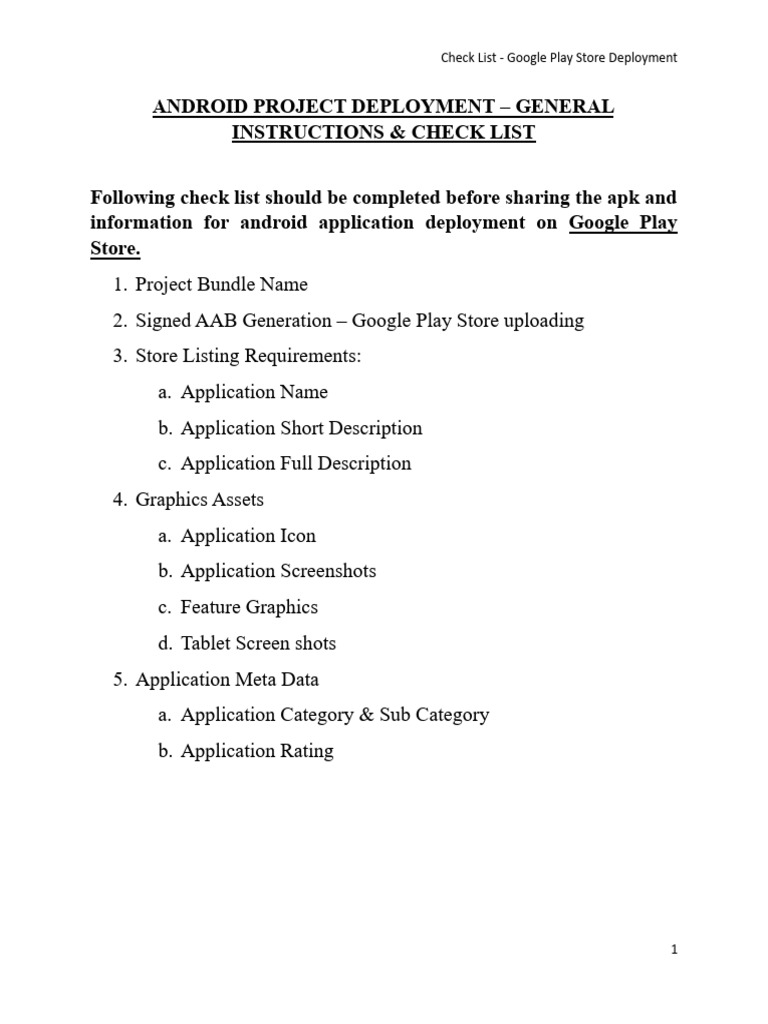 Google Play Store Deployment Checklist | PDF | Google Play | Icon ...