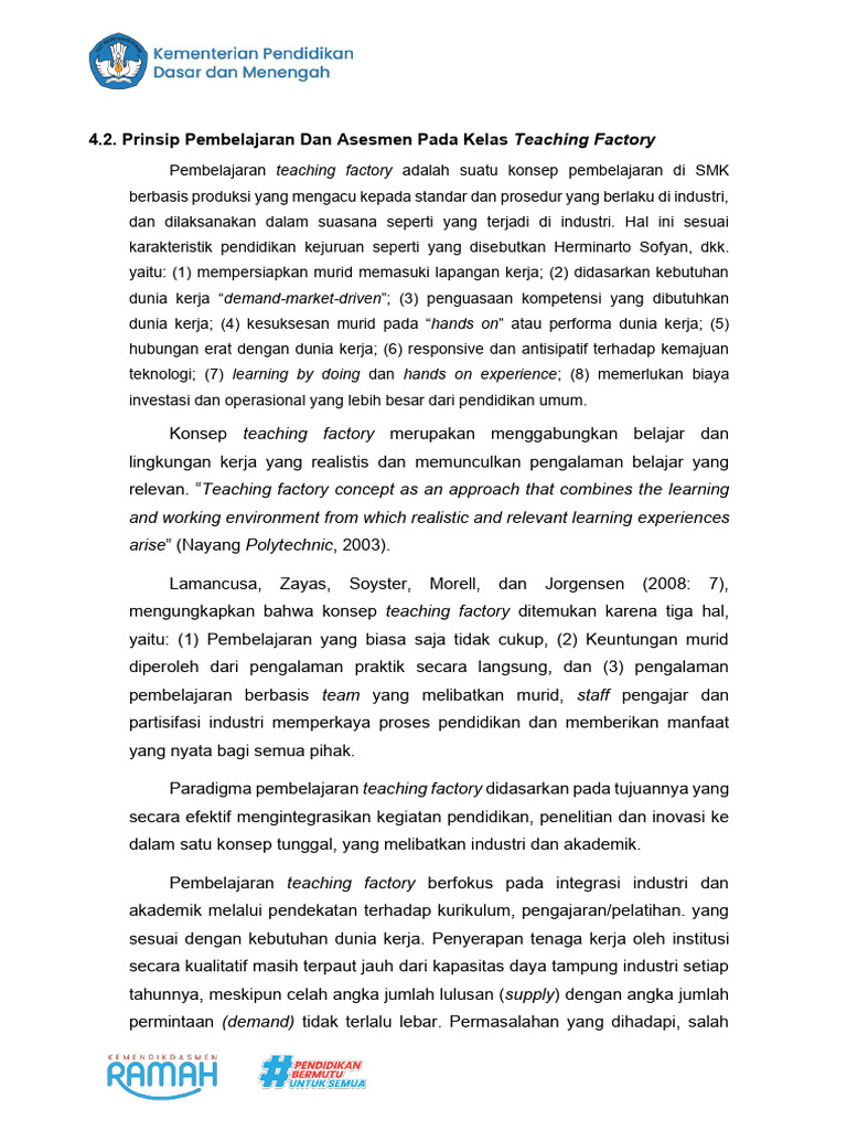 Rancangan Pembelajaran Teaching Factory SMK | PDF