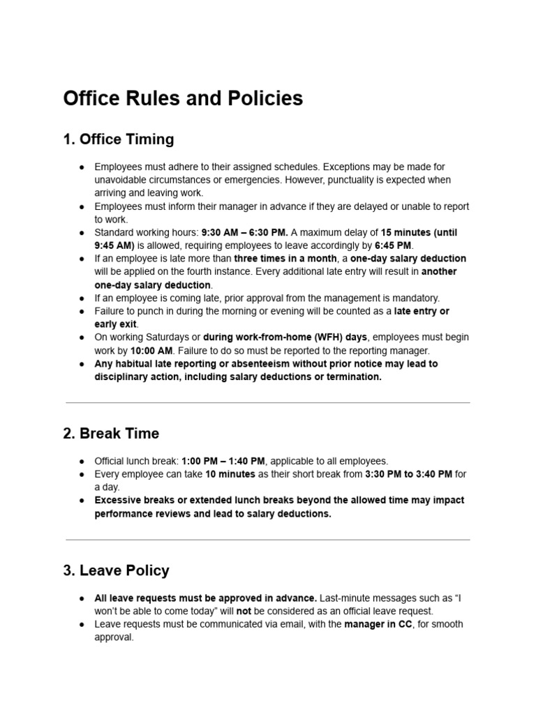 Office Rules and Employee Guidelines | PDF | Employment | Communication
