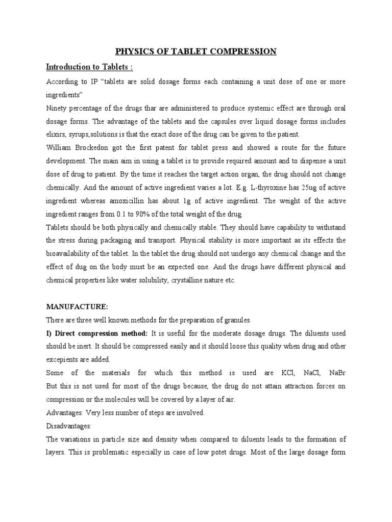 Physics of Tablet Compression Explained | PDF | Deformation ...