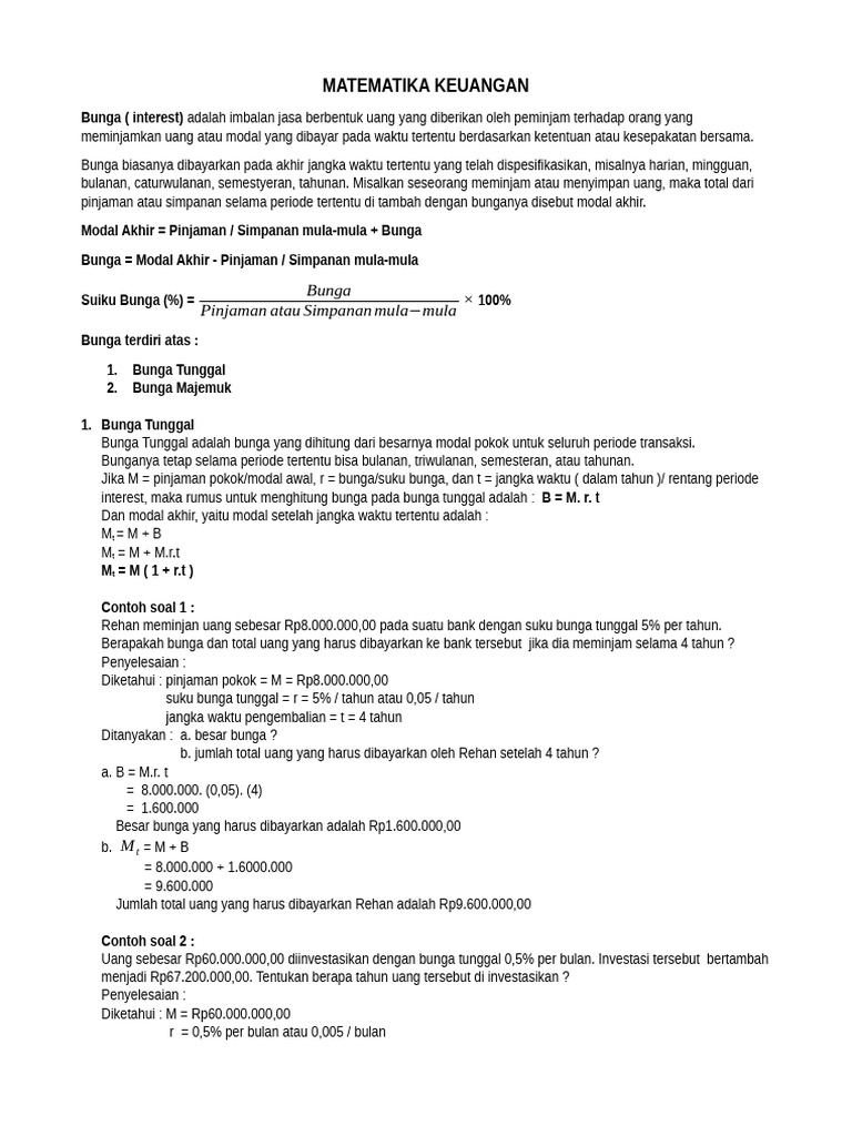 Soal Matematika Keuangan Kelas 12 | PDF