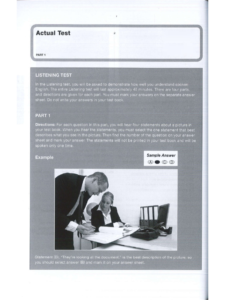 TOEIC Pre-Minitest 1: Part 1 | PDF