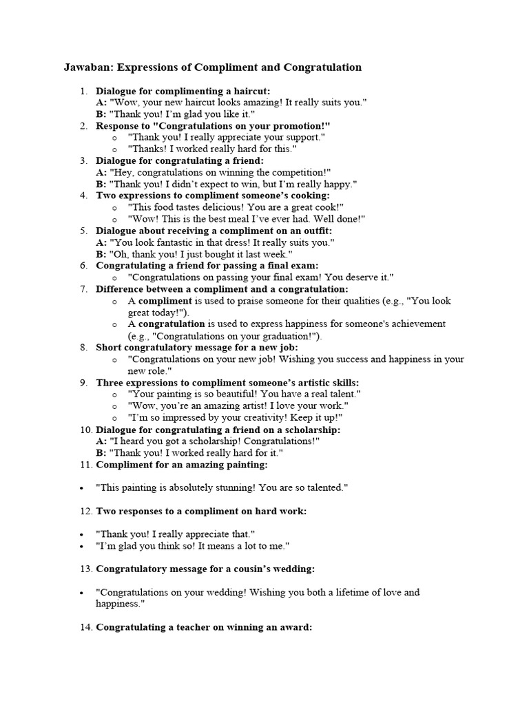 Compliments and Congratulations Guide | PDF