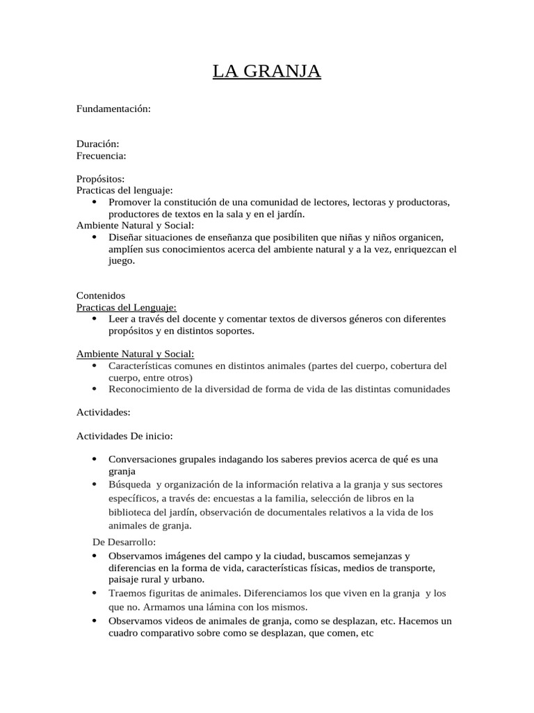 Actividades Educativas sobre la Granja | PDF