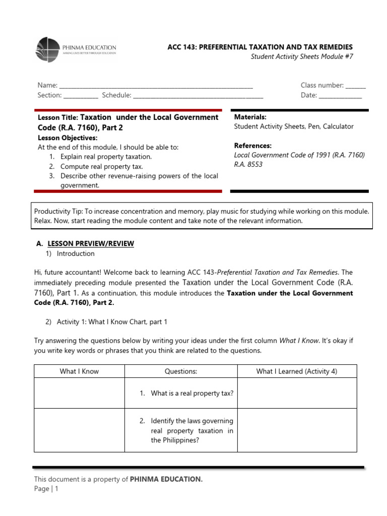Sas#7-Acc 143 | PDF | Taxes | Property Tax