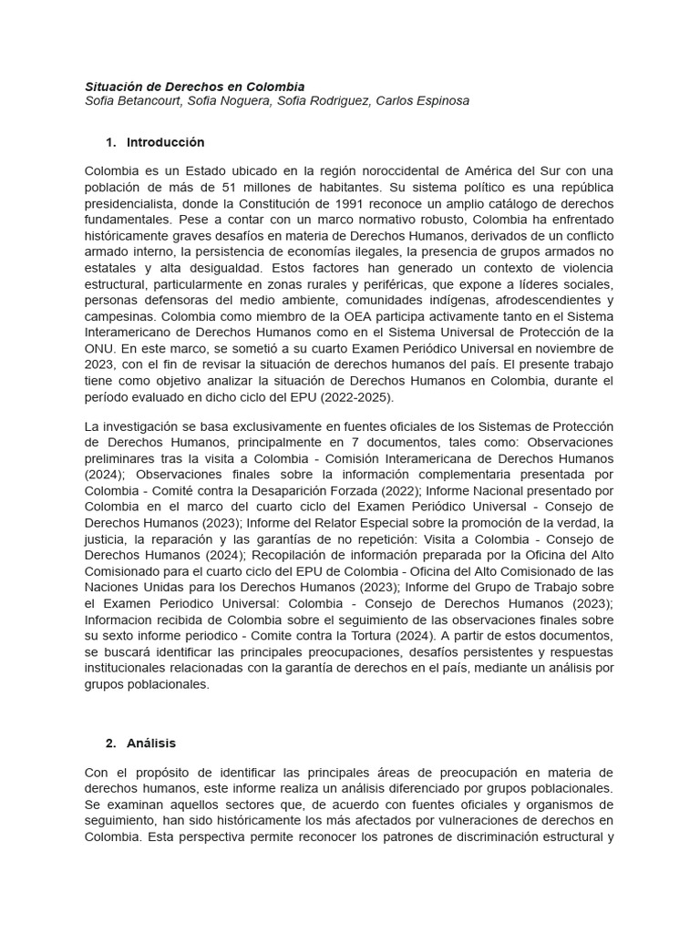 Derechos Humanos en Colombia 2022-2025 | PDF | Violencia | Derechos humanos