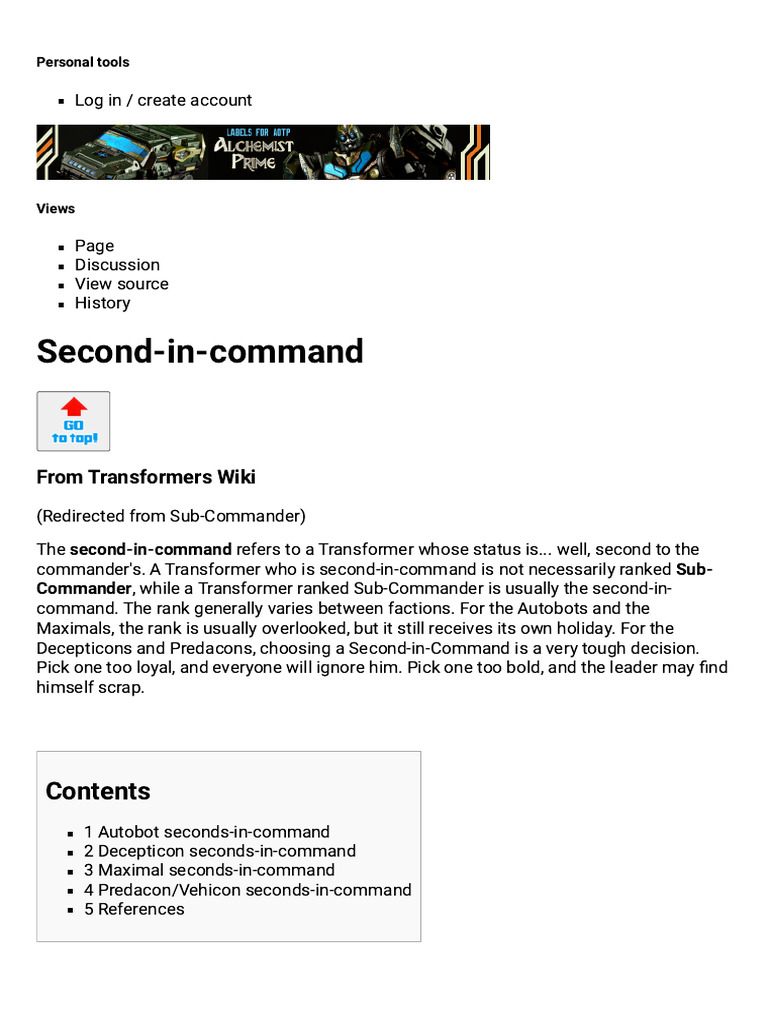 Autobots' Second-in-Command Overview | PDF | Transformers (Franchise ...