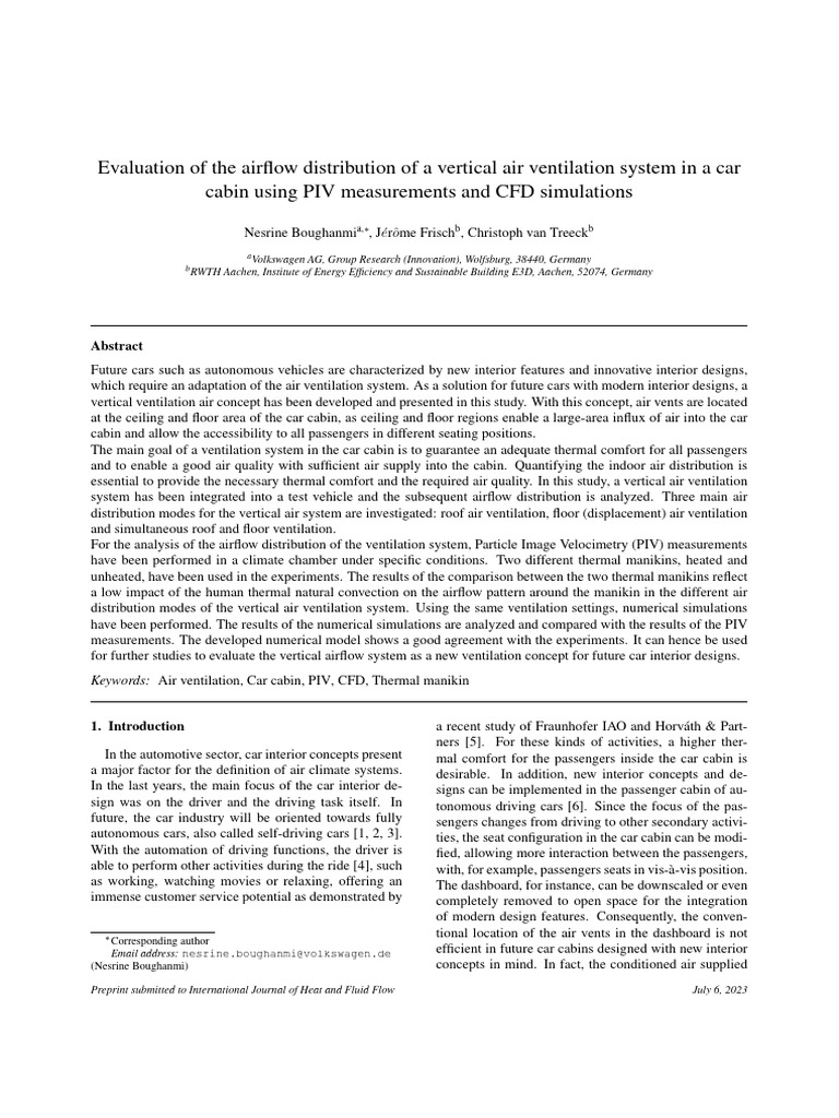 Vertical Air Ventilation in Car Cabins | PDF | Ventilation ...