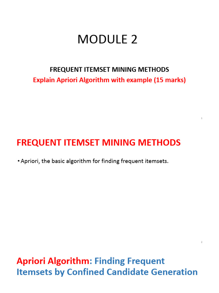 Apriori Algorithm for Frequent Itemsets | PDF | Data Analysis | Applied ...