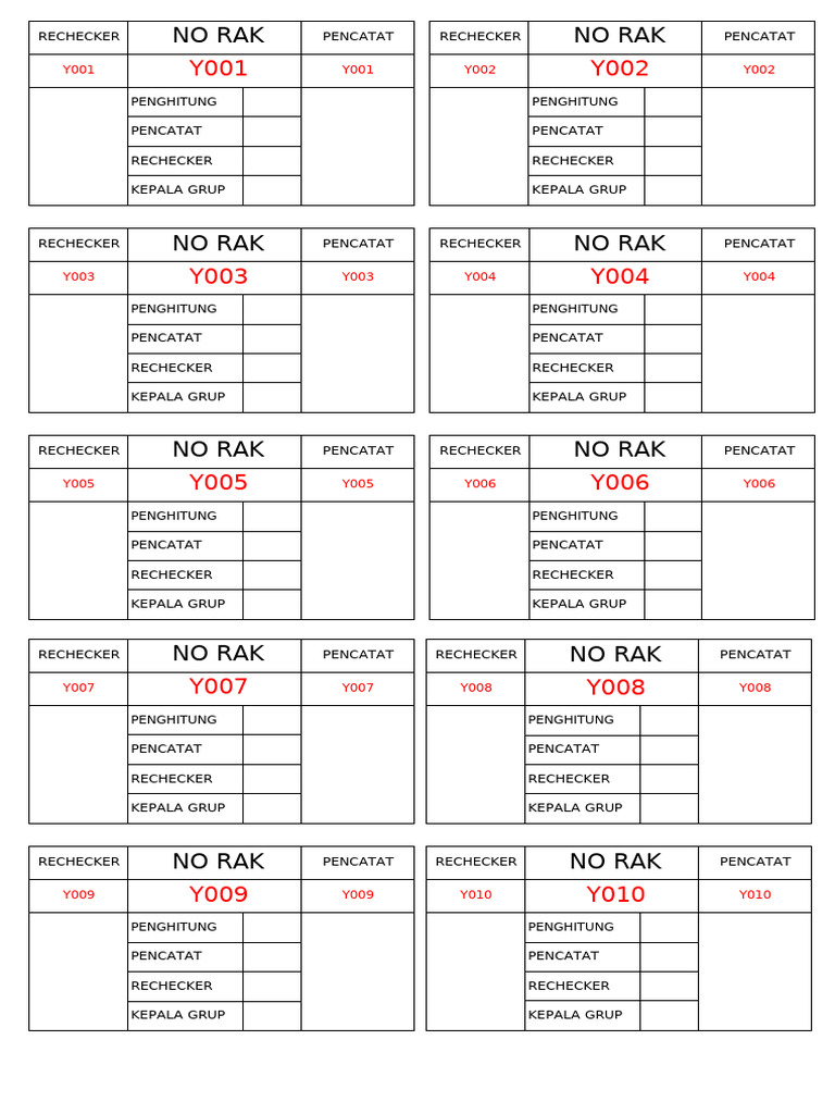 Daftar Pencatat dan Rechecker | PDF
