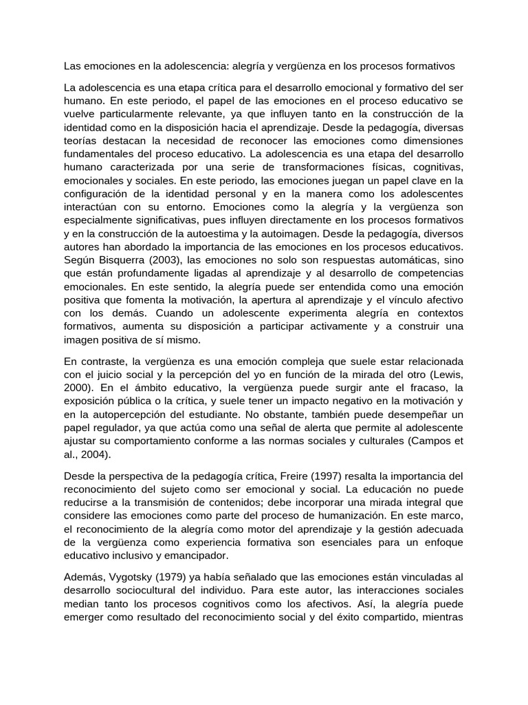 Las Emociones en La Adolescencia | PDF | Las emociones | Aprendizaje