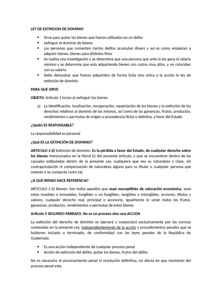 Ley de Extinción de Dominio en Guatemala | PDF | Fiscal | La violencia ...