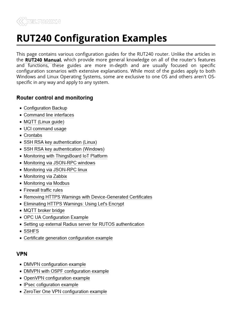 RUT240 Router Configuration Guides | PDF | Wi Fi | Local Area Network