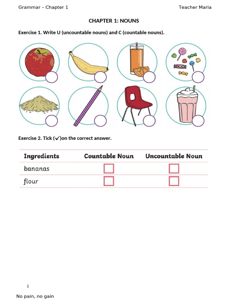 Chapter 1 Nouns | PDF | Plural | Noun