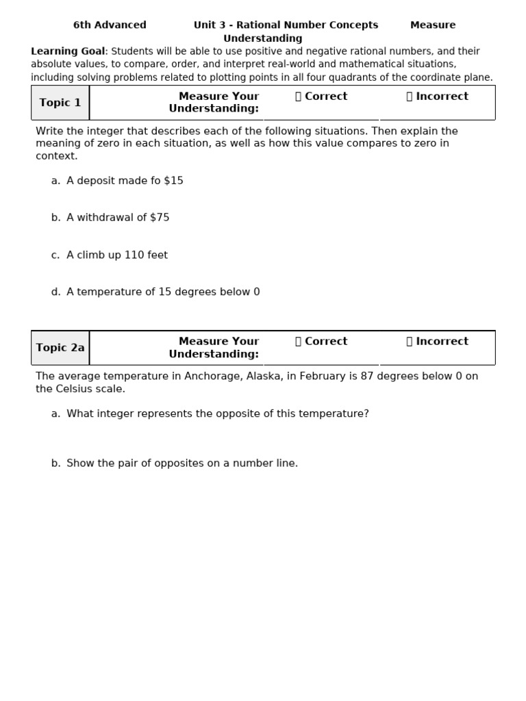 6ADV - Unit 3 - Measure Understanding | PDF | Numbers | Rational Number