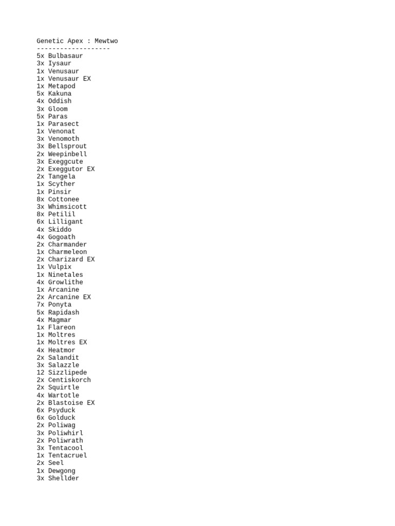Pokmon TCG Pocket Card List | PDF | Characters Created | Pokmon
