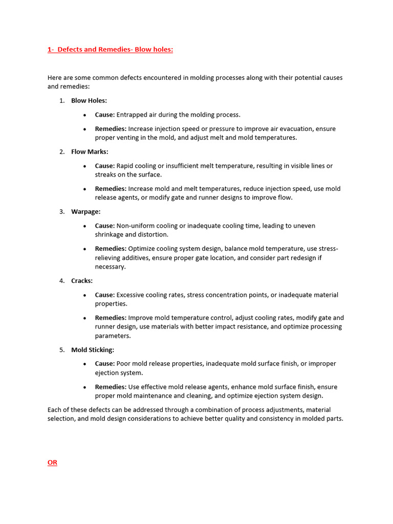 Remedies for Blow Hole Defects | PDF | Applied And Interdisciplinary ...