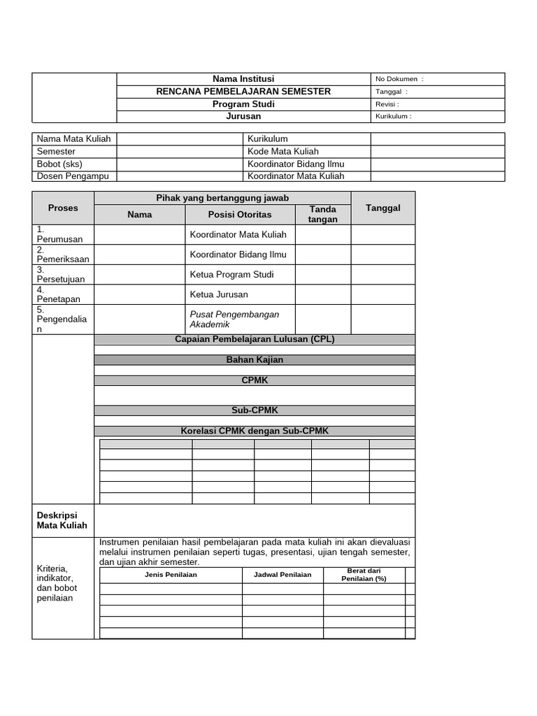 Template-RPS Mata Kuliah | PDF