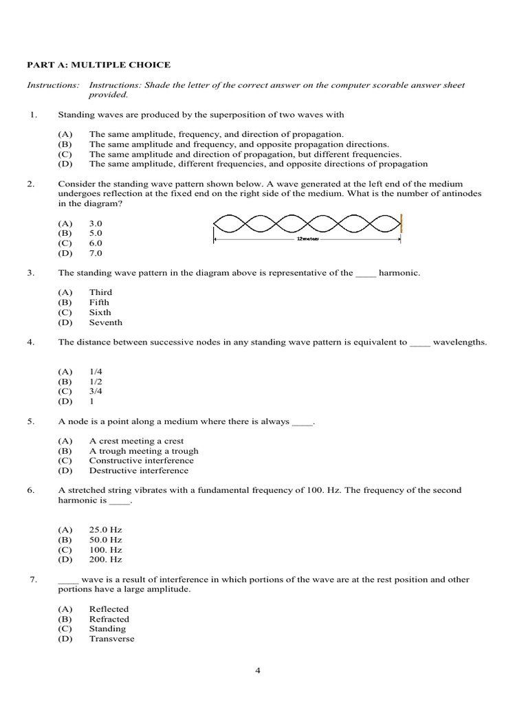 Physics 2204 Wave Worksheet 6 Standing Waves 2016-2017 | PDF | Waves ...