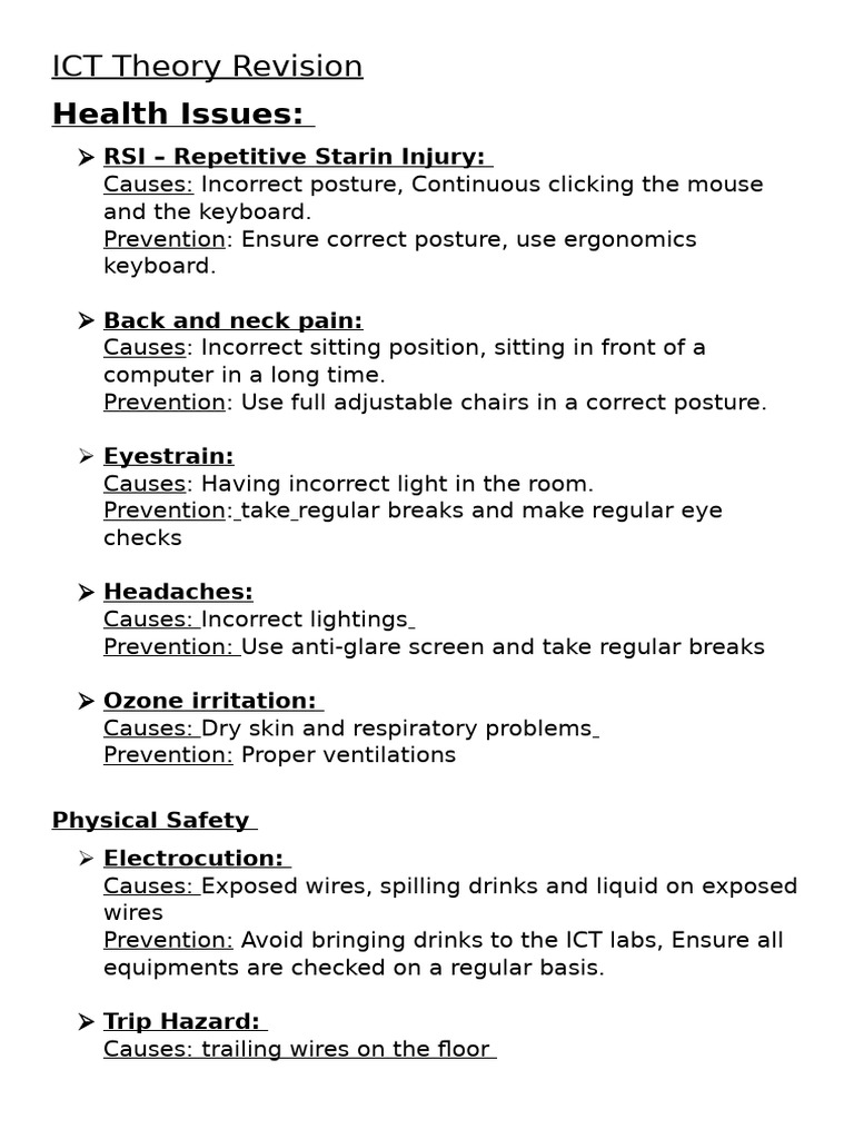 ICT Health and Safety Guidelines | PDF