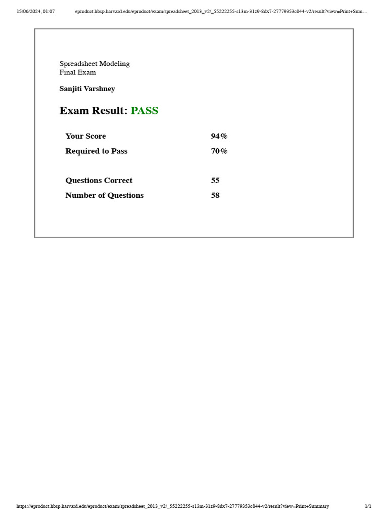 HBS Spreadsheet Test | PDF