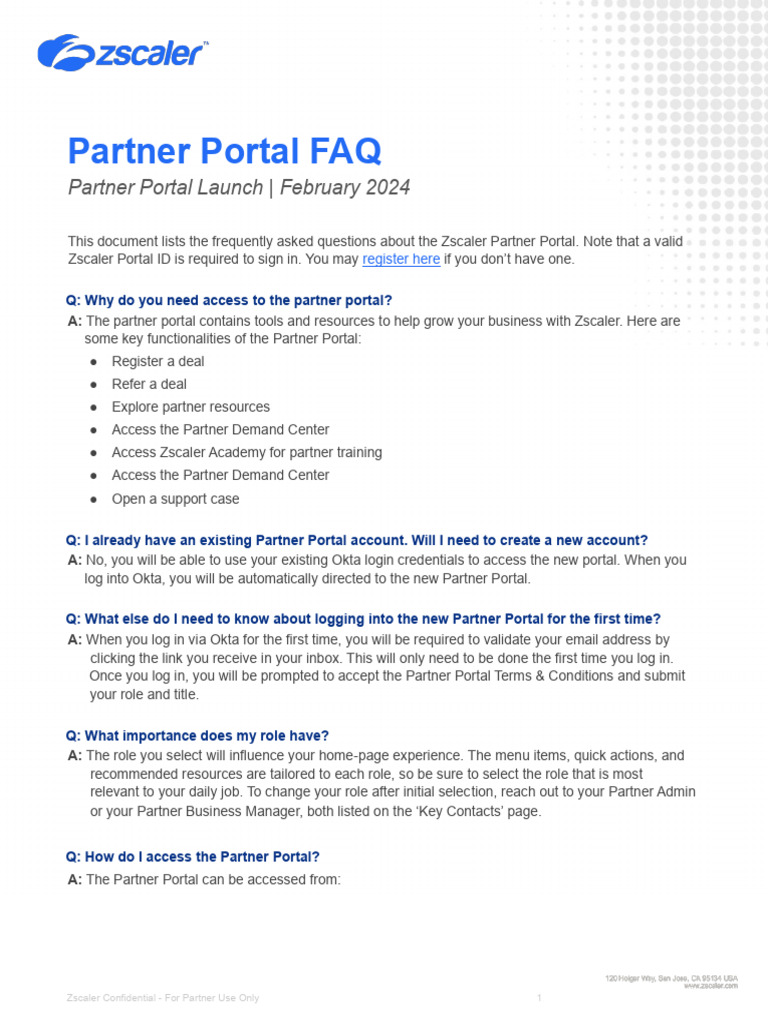 Zscaler Partner Portal FAQ Guide | PDF | Login | World Wide Web