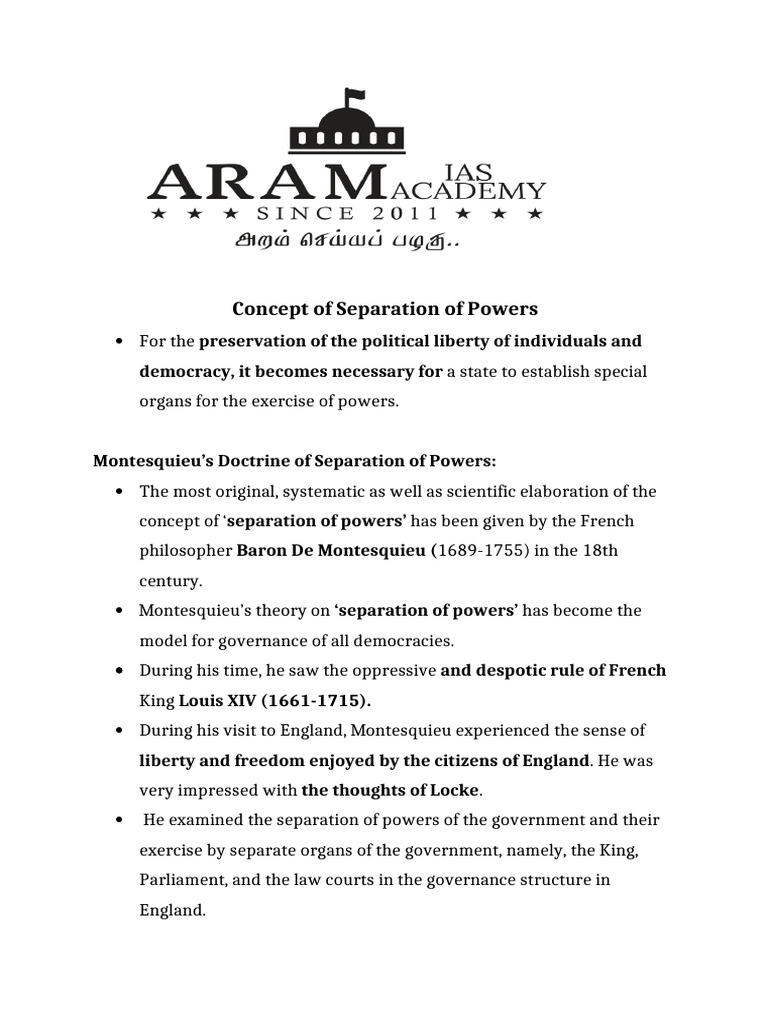 Understanding Separation of Powers | PDF | Separation Of Powers | Pardon