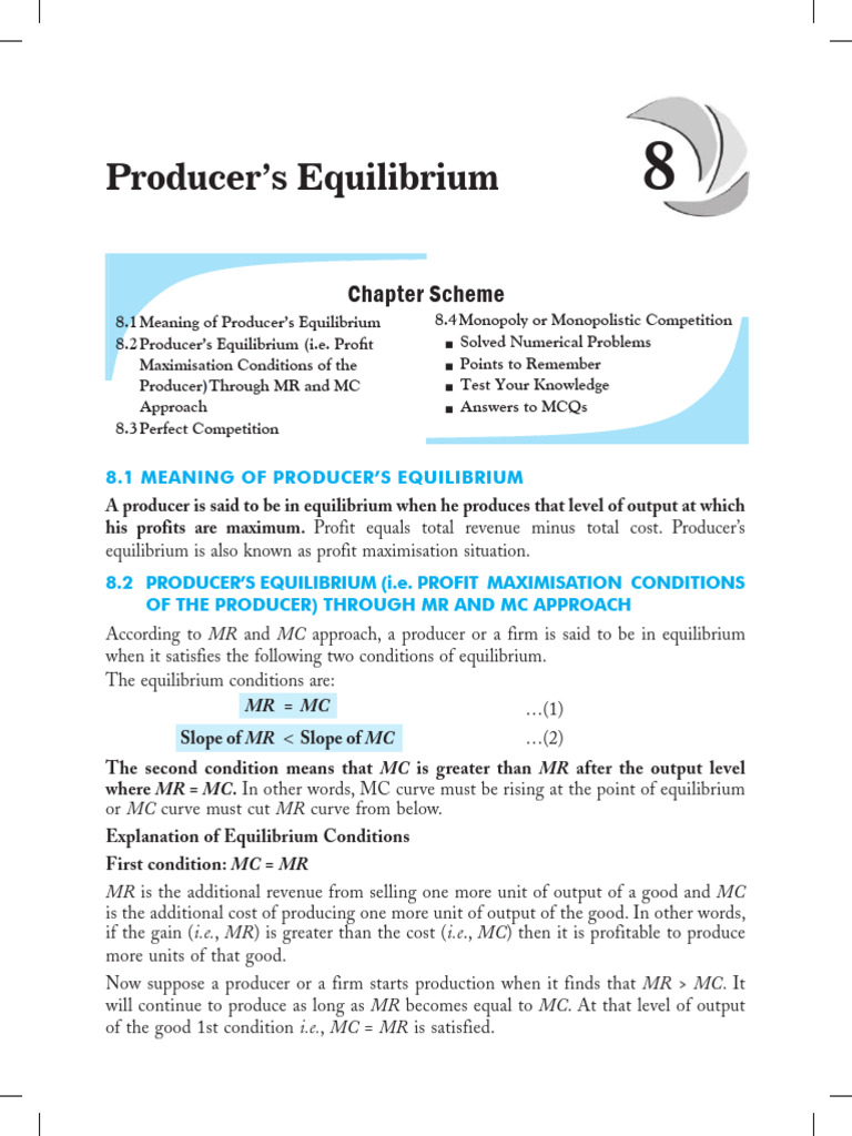 Producer's Equilibrium | PDF | Economic Equilibrium | Profit (Economics)