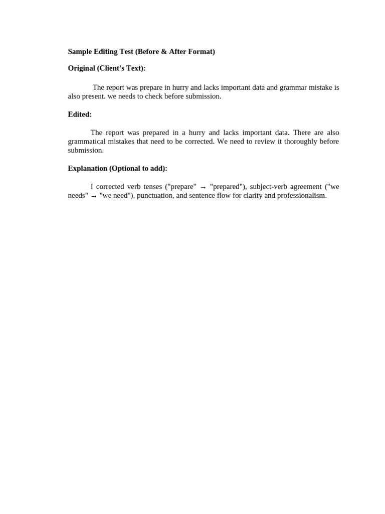 Sample Editing Test | PDF
