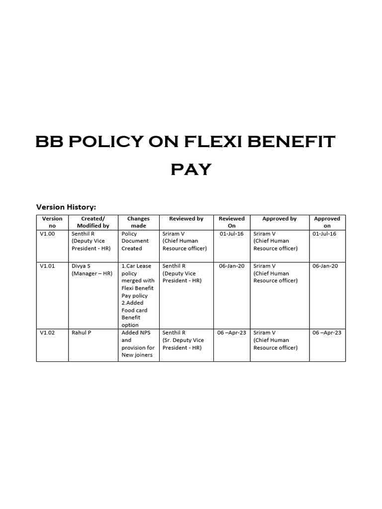 Bank Bazaar Flexi Benefit Pay Policy | PDF | Payroll | Lease