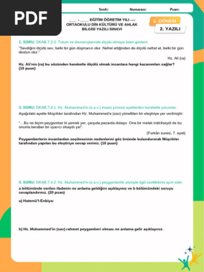 Sinif: 2. Yazili | PDF