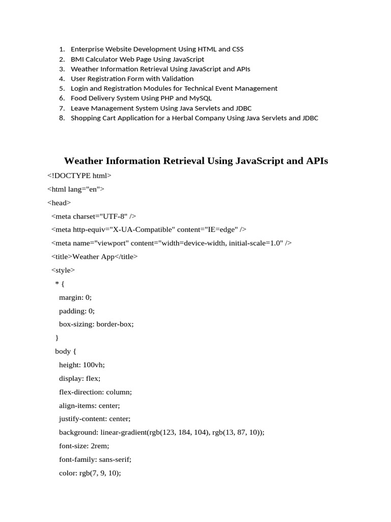 Weather App Using JavaScript and APIs | PDF | Websites | Computing