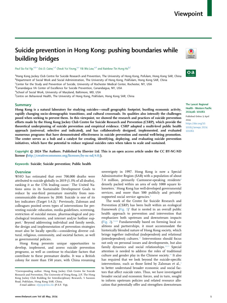 1 s2.0 S2666606524000555 Main | PDF | Suicide | Mental Health