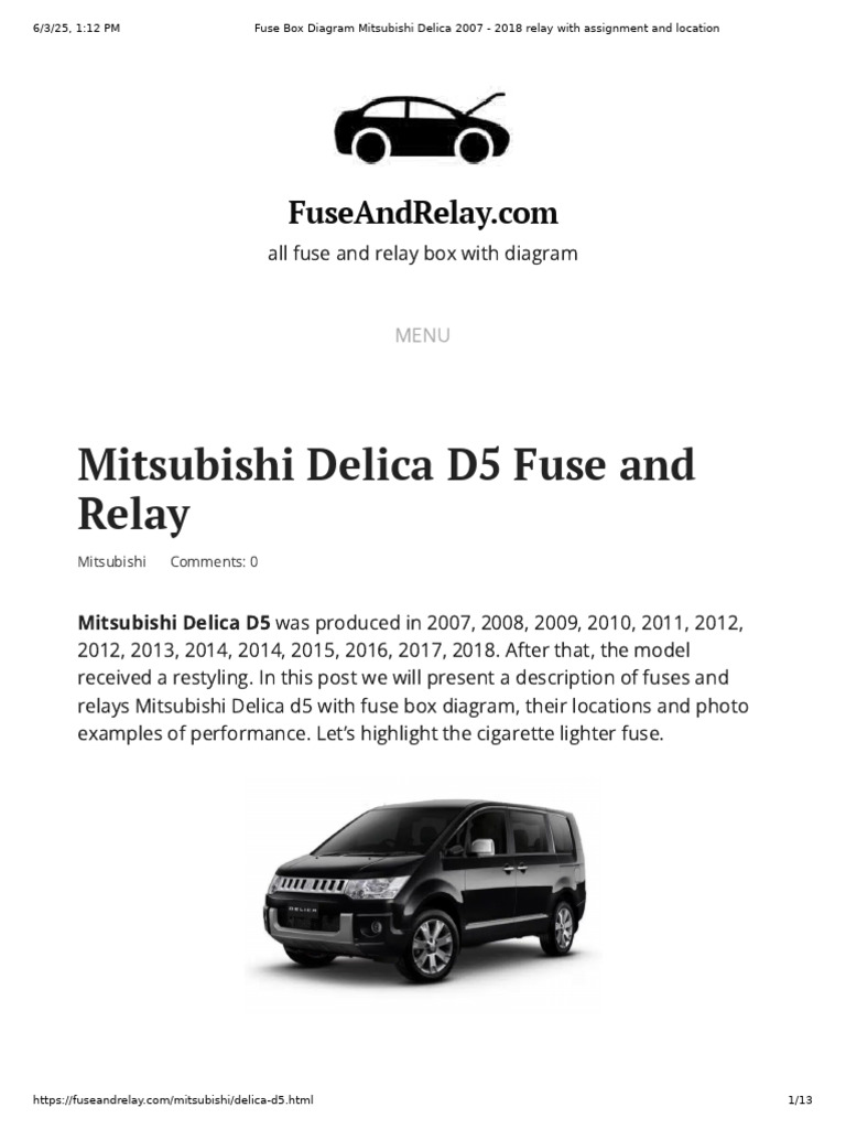 Mitsubishi Delica D5 Fuse Box Guide | PDF | Headlamp