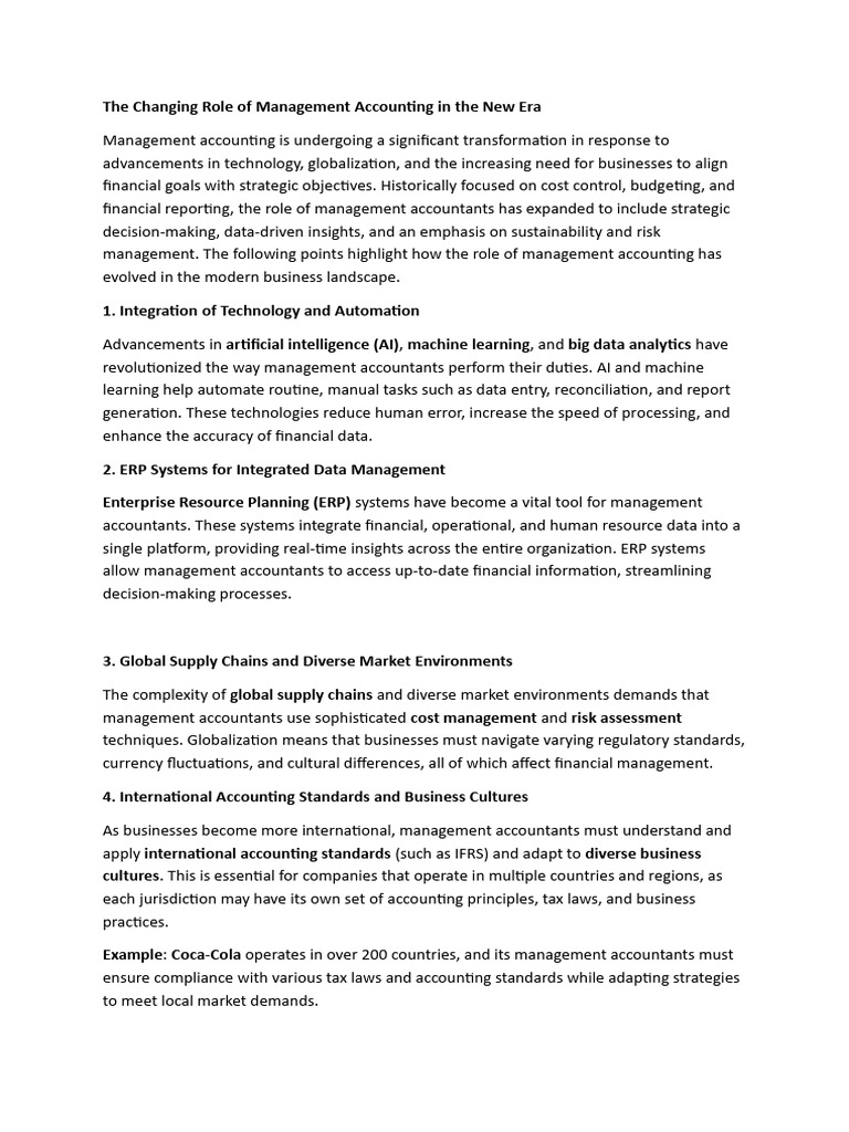 Evolving Role of Management Accounting | PDF | Management Accounting ...