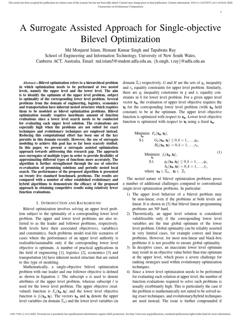 Surrogate Methods for Bilevel Optimization | PDF | Mathematical ...